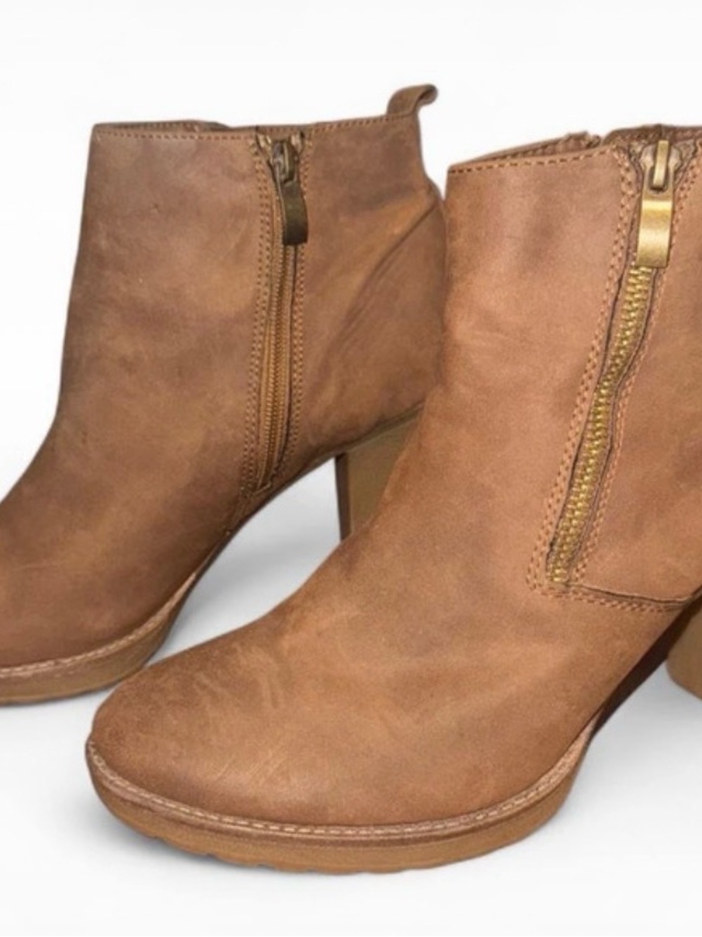 Limelight Brown/Tan Ankle Booties with Side Zips
